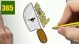 HOW TO DRAW A KNIFE CUTE, Easy step by step drawing lessons for kids