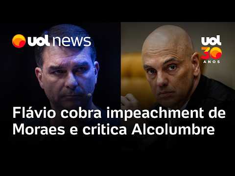 Flávio Bolsonaro cobra impeachment de Alexandre de Moraes e critica Alcolumbre em SP