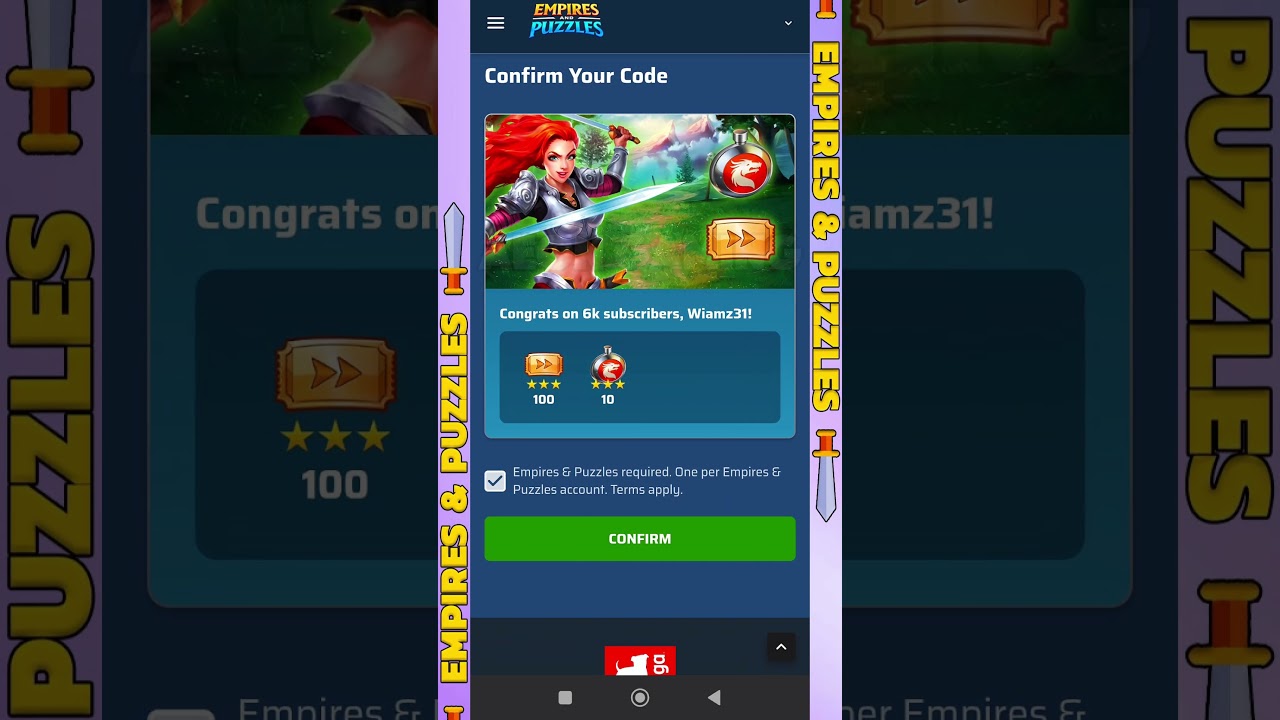 ✨ New Redeem Code (6KSUBSWIAMZ31)  @Wiamzempirespuzzlesmobilegames  | Empires & Puzzles 🔥