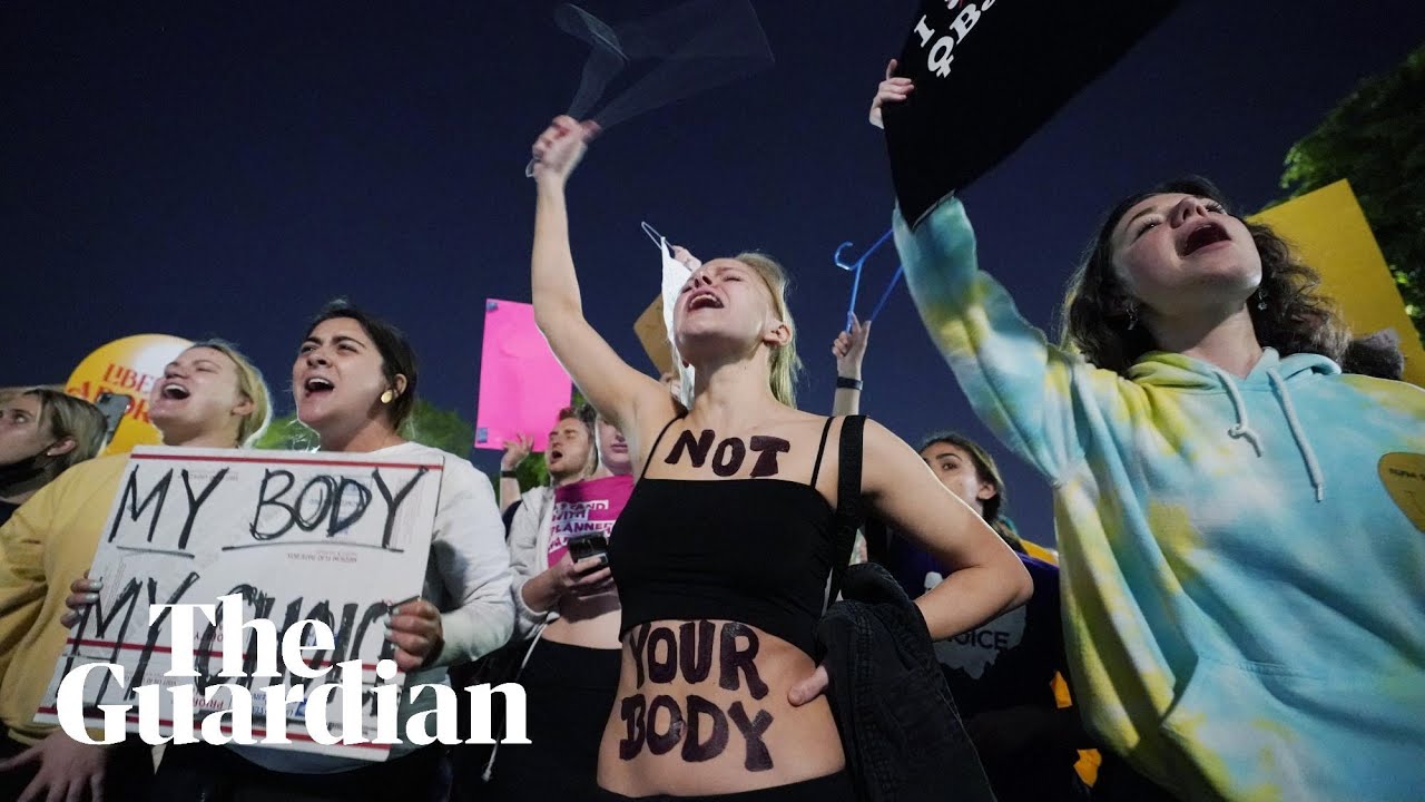Protesters gather over reports US supreme court to overturn Roe v Wade abortion law thumnail