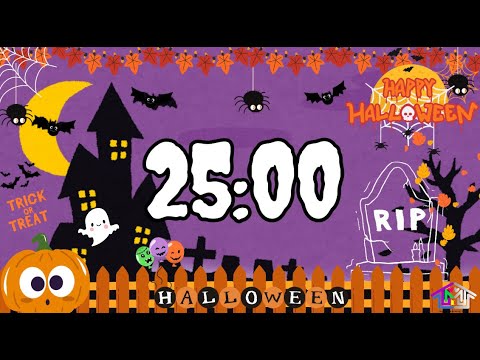 25-Minute Countdown Timer with Music| Halloween  🤍🎼⏰🎃👻