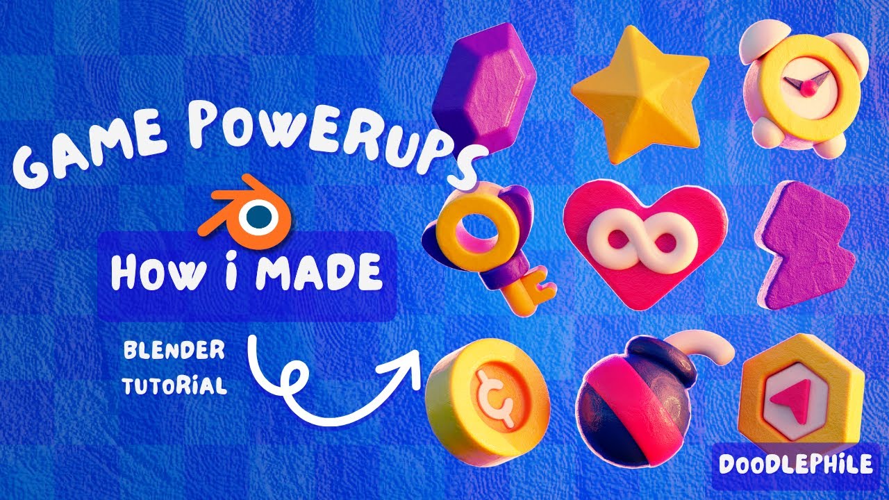 Game Powerups 3D Illustration - Blender Tutorial