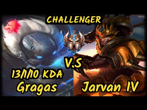 Lamabear (GRAGAS) vs JARVAN IV - 13/1/10 KDA JUNGLE CHALLENGER GAMEPLAY - EUW
