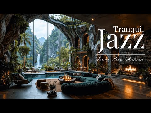 Tranquil Jazz In Stone Living Room | Smooth Jazz Music In Natural Indoor Space For Relaxing
