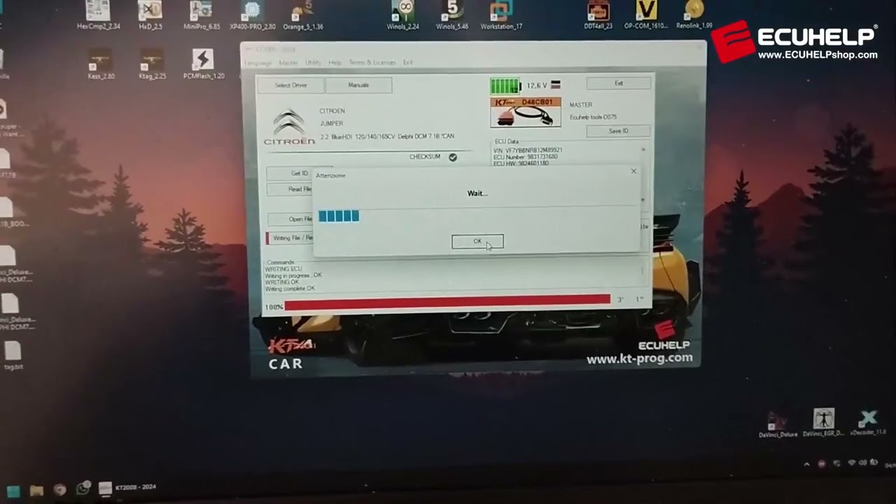 KT200ii write DCM7.1B PSA OBD mode