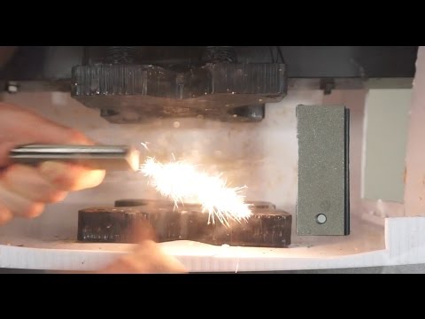 Flammable Magnesium Bar Crushed In Hydraulic Press | Bright White Magnesium Fire!