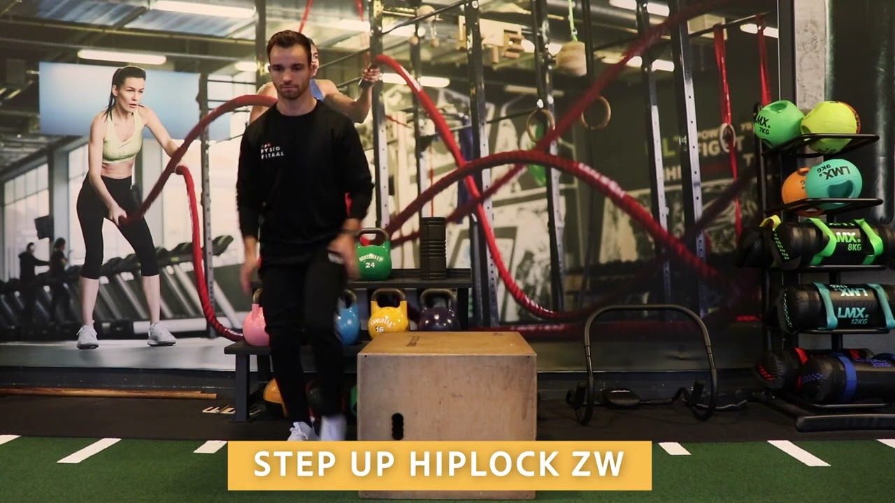 Video thumbnail: Step up met hiplock zijwaarts — instructievideo