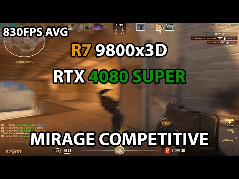 Ryzen 7 9800X3D + RTX 4080 Super 1280x960 Competitive settings Mirage Benchmark CS2
