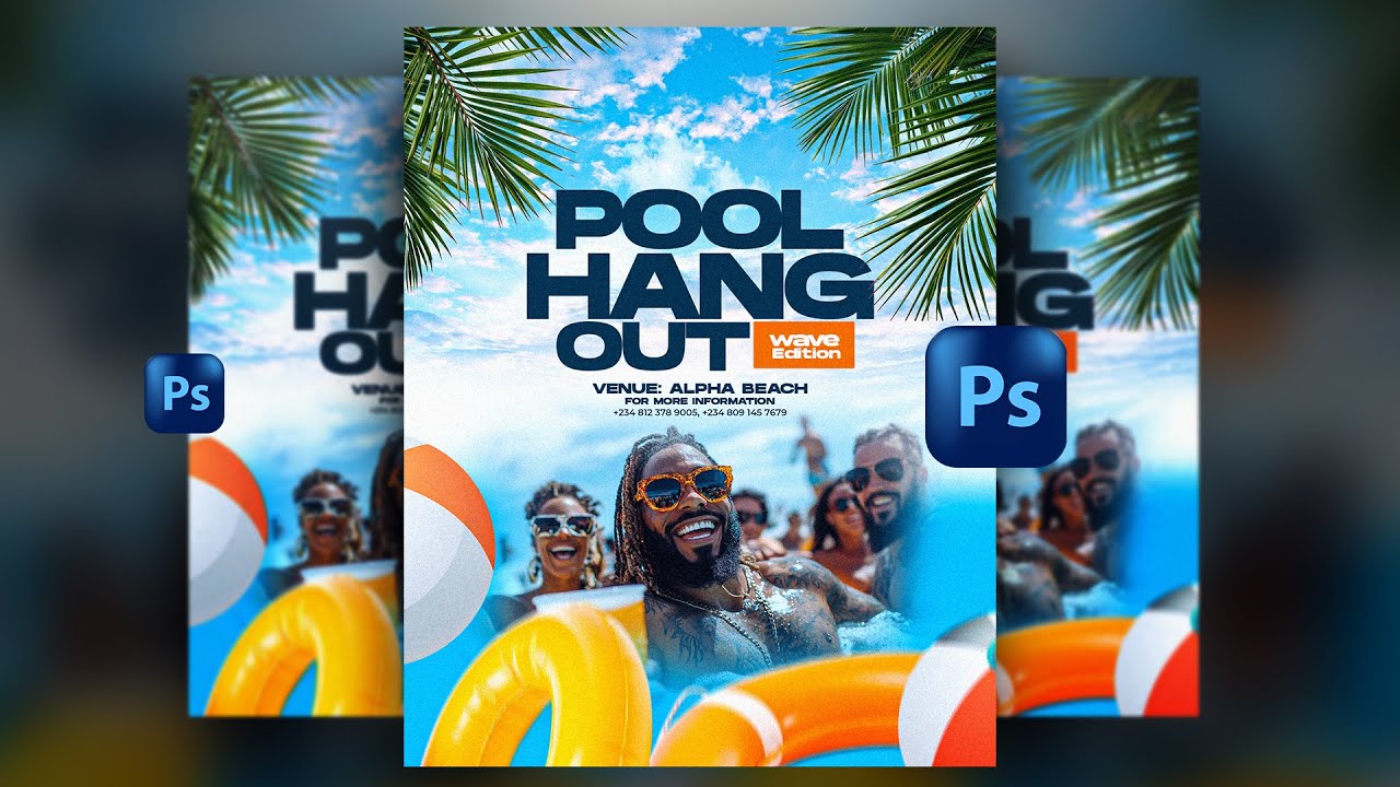 Pool party flyer Design in Photoshop for Beginners – Step-by-Step Tutorial!