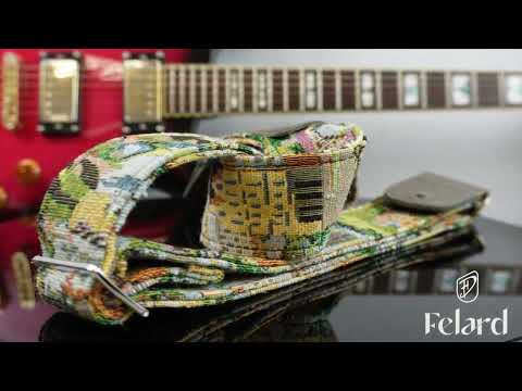 Пасок для гітари та укулеле Felard, тканина гобелен та натуральна шкіра, перехідник для акустики, відділення для медіаторів - фото 2 - id-p2899603812