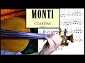 Monti Czardas | CLOSE UP | Largo Bars 1  - 9 | Violin Sheet Music | Piano Accomp.