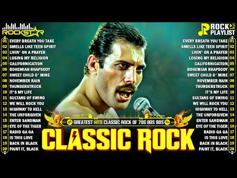 Top 100 Classic Rock Songs 70s 80s 90s ⚡ Nirvana, Queen, Guns N' Roses, Metallica, AC/DC, Aerosmith