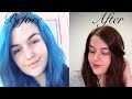 DYING MY HAIR BLUE TO BRUNETTE ll REMOVING BLUE DYE