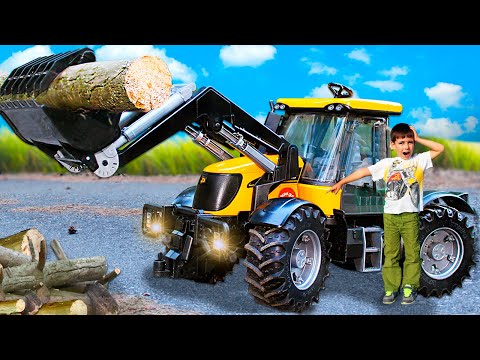 Funny Stories about Bruder - Excavator JCB, Truck Dodge Ram, Tractor John Deere and Excavator CAT