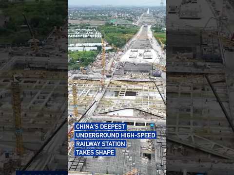 China's deepest underground high-speed railway station takes shape