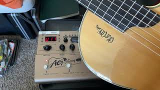Video thumbnail for Yamaha AG Stomp - Talk and Nylon Guitar Intro and play for live set up by Joaquin Armijo