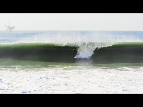 Kirk gets barreled during EPIC Seal Beach Southern California monster swell surf!