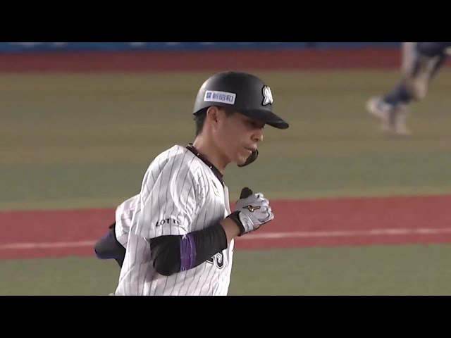 【6回裏】一矢報いる一発!! マリーンズ・岡大海 左中間へのソロホームランを放つ!! 2025年7月9日 千葉ロッテマリーンズ 対 北海道日本ハムファイターズ