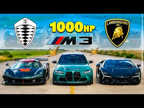1000HP BATTLE: BMW M3 vs Koenigsegg Jesko vs Lamborghini Revuelto | Hypercar vs Family Wagon