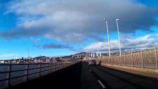 Winter Drive Over Tay Road Bridge To Dundee Scotland