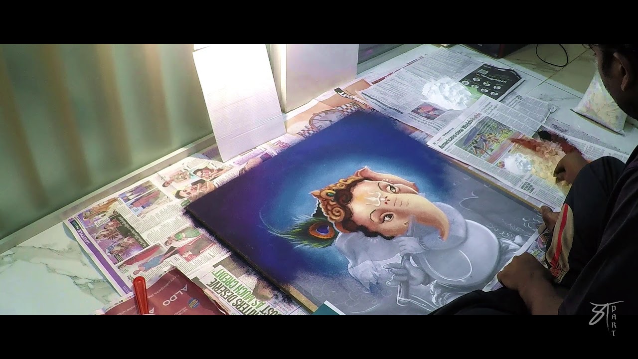 Portrait rangoli design of lord ganesh by prathmesh