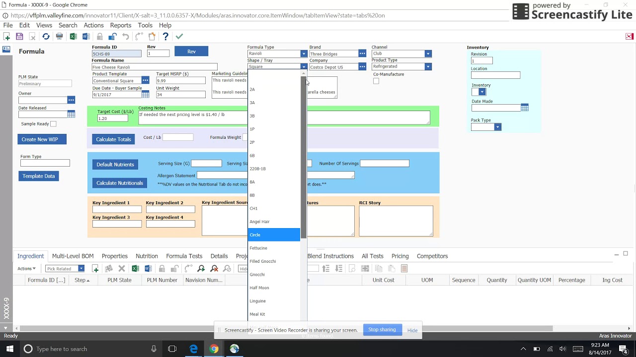 Formula - Initiating Information