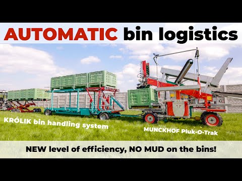 KRÓLIK automatic bin trailer for Munckhof Pluk-O-Trak | KRÓLIK bin handling system