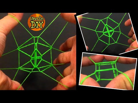 How to make a rubber band cube to spider web. Rubber band double stars tricks technique.