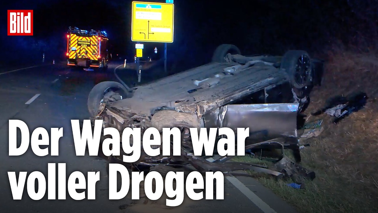 MANNHEIM: Verdacht auf Drogen – Mercedes überschlägt sich auf Landstraße