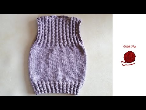 Knit a pullover vest in all sizes, step-by-step instructions, see info box for other sizes