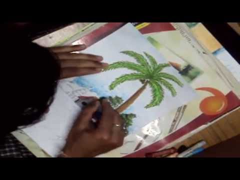 Drawing a Village Landscape with Pastel Color Part 1