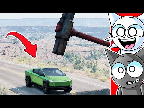 CARS VS GIANT HAMMERS