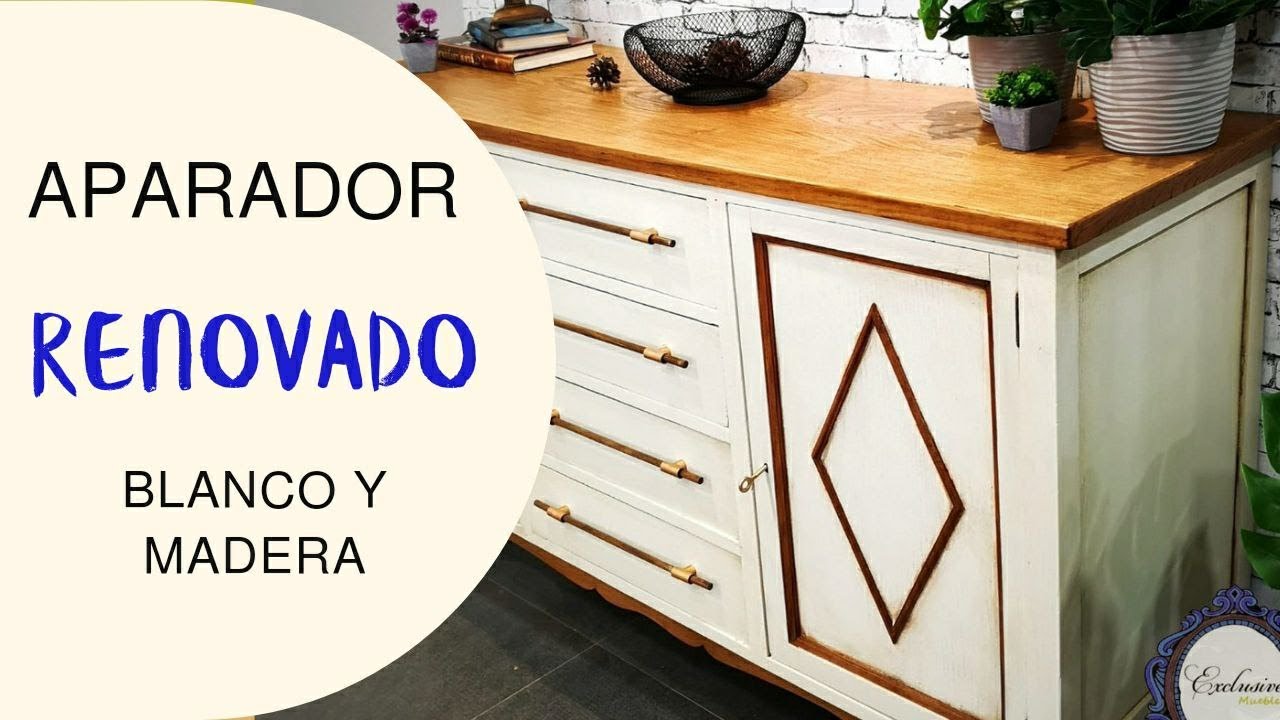 💙 RESTAURACIÓN DE MUEBLES aparador en BLANCO Y MADERA 💙