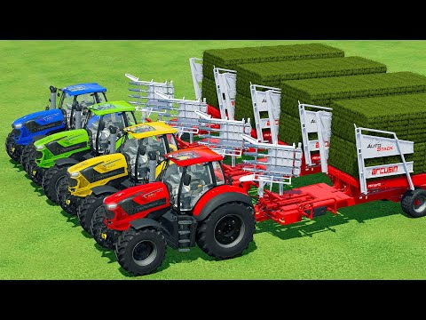 HARVEST, LOAD & MAKE BALES WITH DEUTZ FAHR TRACTORS AND TESLA TRUCKS - Farming Simulator 22