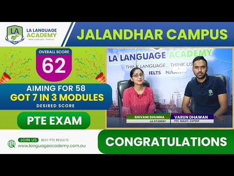 Shivani got 6.5 Each in PTE | 7 in Speaking | First Attempt | Language Academy Jalandhar PTE IELTS