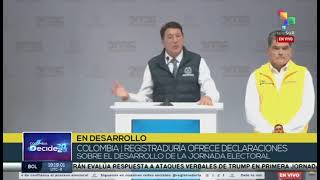 Registrador Nacional y Procurador Nacional de Colombia dan declaraciones tras preconteo, 21/06/2026