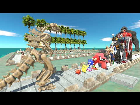 Godzilla Skeleton vs King Kong COCONUT DEATH RUN - Animal Revolt Battle Simulator