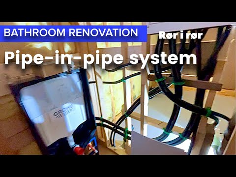 Bathroom renovation || Pipe-in-pipe system / Rør i rør / Floor heating cable installation
