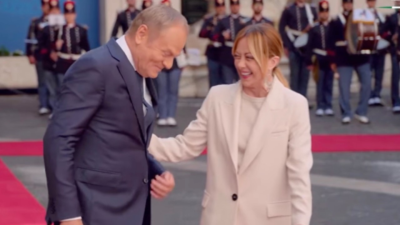 GIORGIA MELONI RICEVE A PALAZZO CHIGI IL PRIMO MINISTRO POLACCO, DONALD TUSK