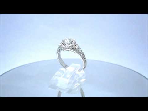 18K WHITE GOLD ROUND CUT DIAMOND ENGAGEMENT RING ART DECO 1.42CTW - KNR INC - 269