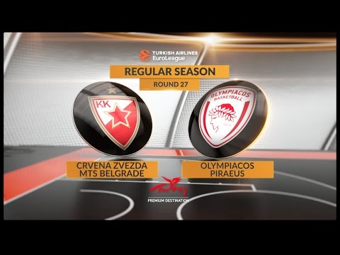 EuroLeague Highlights RS Round 27: Crvena Zvezda mts Belgrade 64-66 Olympiacos piraeus