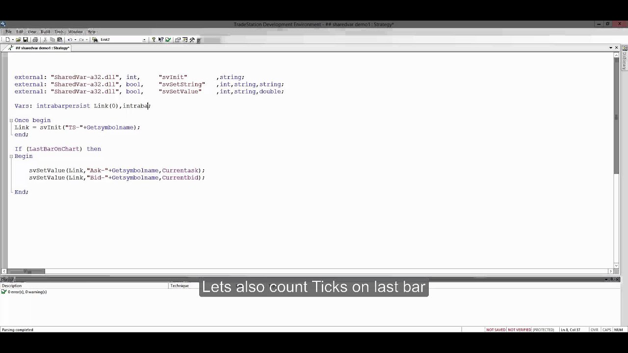 SharedVar Tradestation & Easylanguage Demonstration