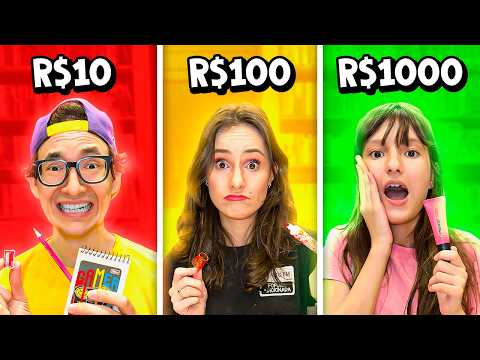 WHO BUYS THE BEST SCHOOL SUPPLIES FOR R$10, R$100, AND R$1000? *Challenge*