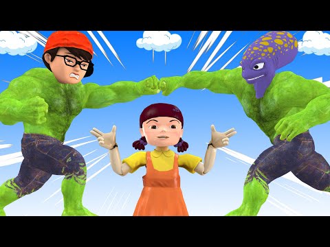 NickHulk vs Doll Squid Game Wanted Thief Giant Zomboss - Scary Teacher 3D Sad Story Animation