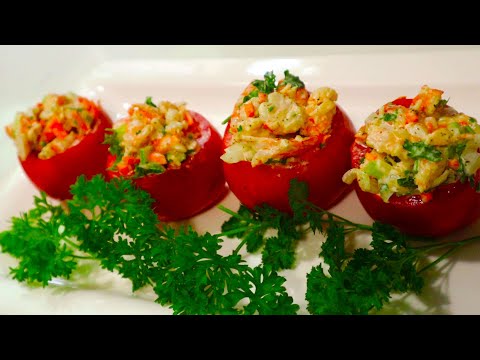 Salad or Appetizer? Shrimp Salad Stuffed Tomatoes / Chana's Creations