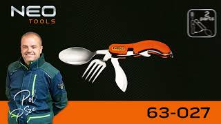 Neo Tools Multifunkčný nástroj, hliník, 100mm, 3v1, nôž, vidlička, lyžica