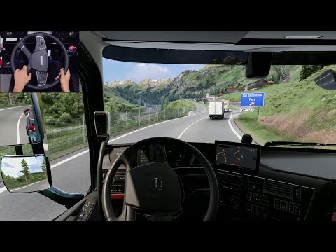 Volvo FH Aero through scenic Swiss Alps - Euro Truck Simulator 2 | Steering wheel gameplay