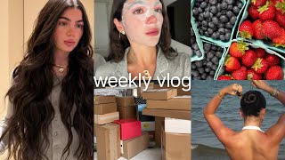 Weekend Vlog: hair oiling routine, PR unboxing/haul, farmers market, & pilates