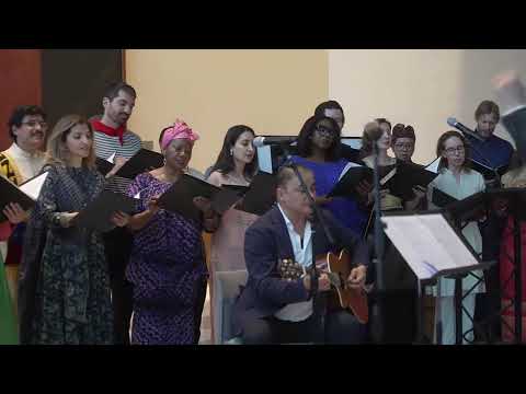 UN Singers perform "Mes emmerdes" by Charles Aznavour at Aznavour's 100 Years Anniversary Exhibition