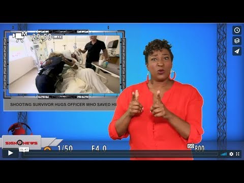 Shooting survivor hugs officer who saved him (ASL - 8.6.19)